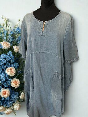 Oversize Casual Blue Jean Midi Dress